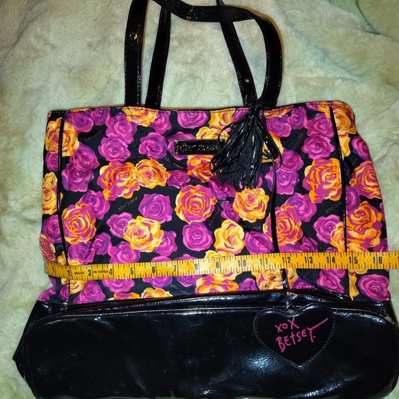 Betsey Johnson Handbags - Betsey Johnson Floral Tote Bag - Pink and Yellow